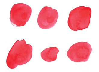 High quality isolated red watercolor dot elements 