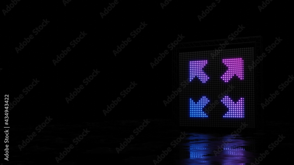 Poster 3d rendering of light shaped as symbol of expand on black background