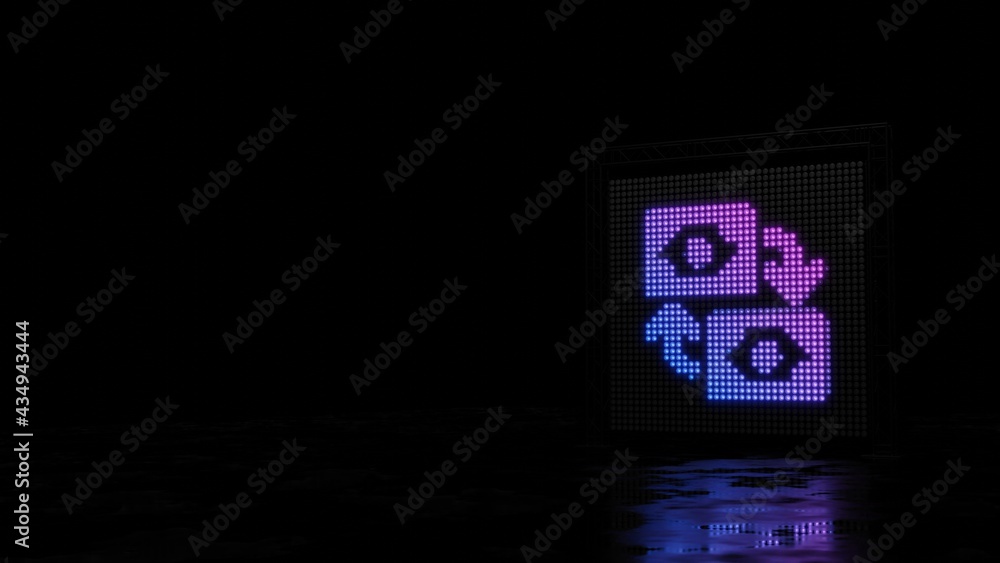 Poster 3d rendering of light shaped as symbol of exchange on black background