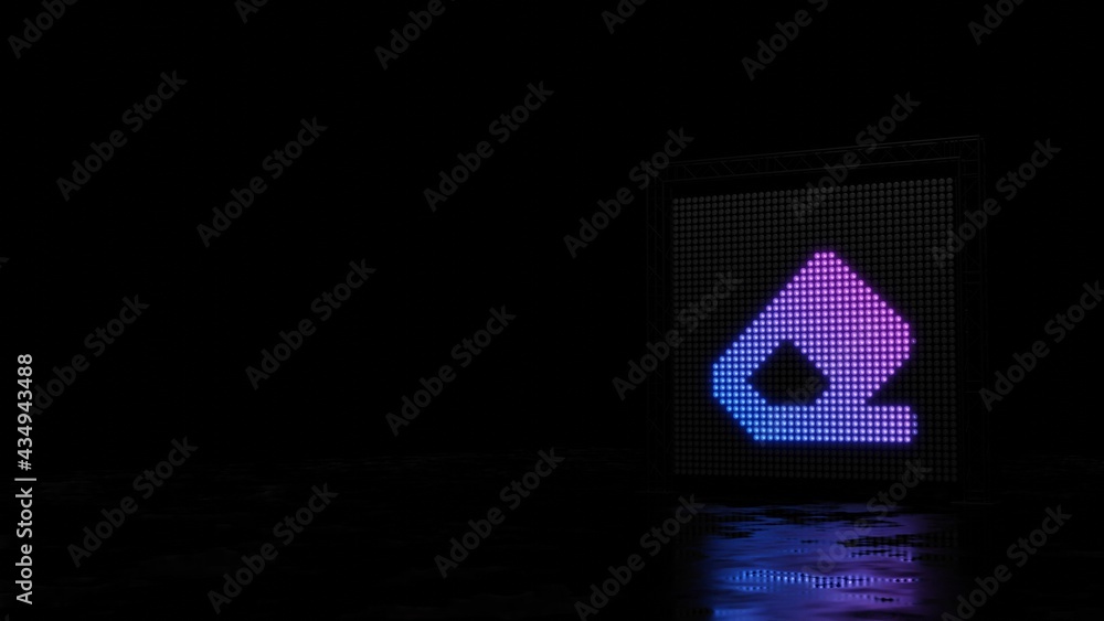 Poster 3d rendering of light shaped as symbol of eraser on black background