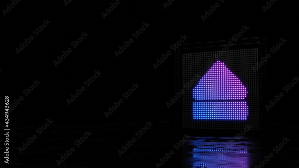 Poster 3d rendering of light shaped as symbol of eject on black background