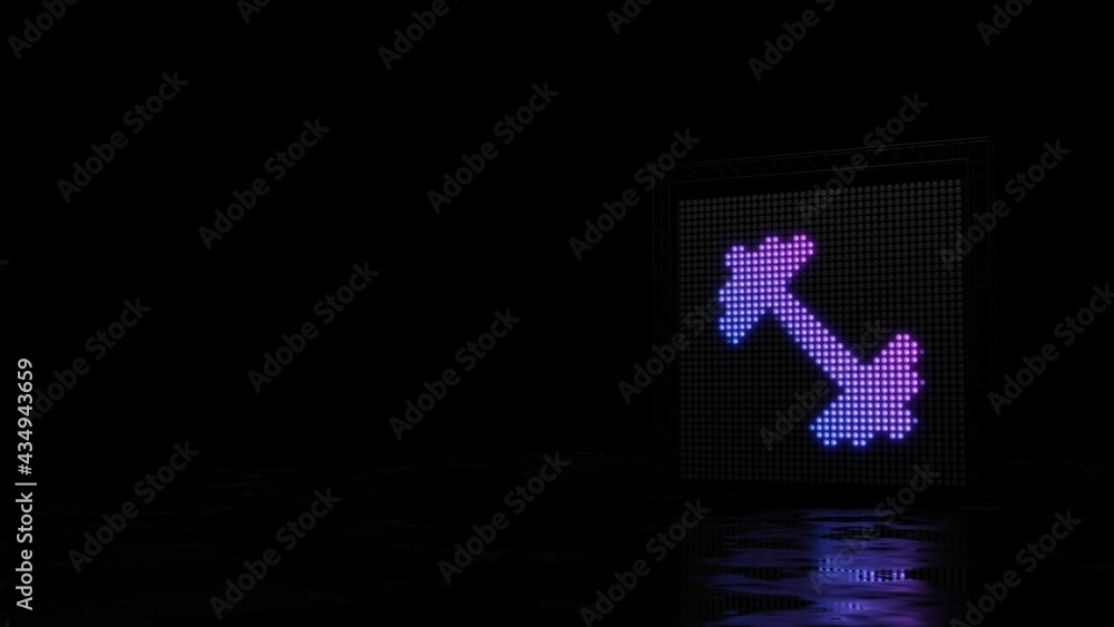 Poster 3d rendering of light shaped as symbol of dumbbell on black background