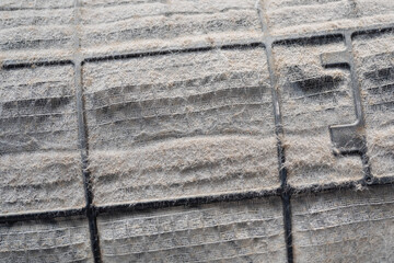 Close-up of Dusty and dirty on air conditioner filter.The problem of the air conditioner