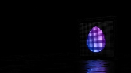 3d rendering of light shaped as symbol of egg on black background