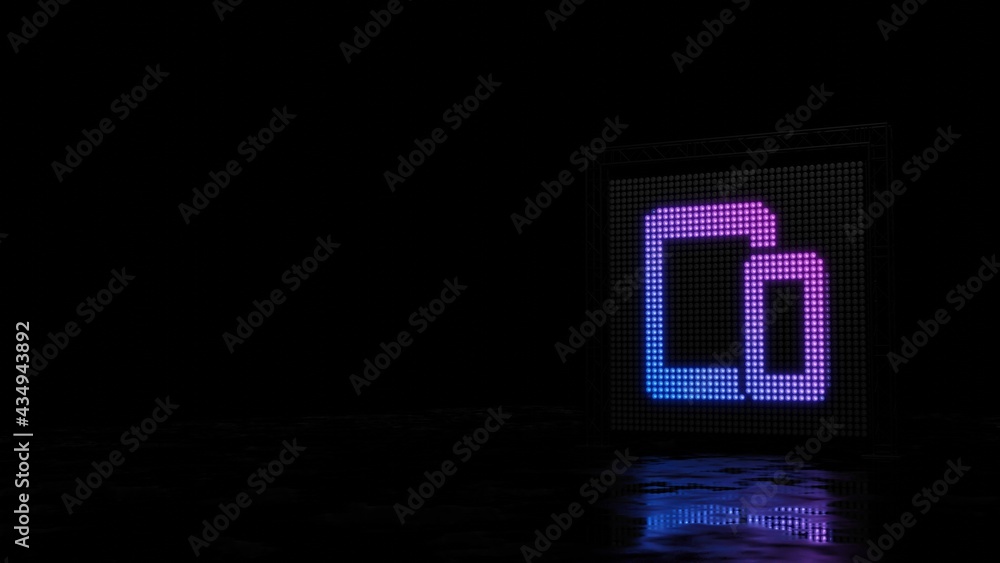 Poster 3d rendering of light shaped as symbol of devices on black background