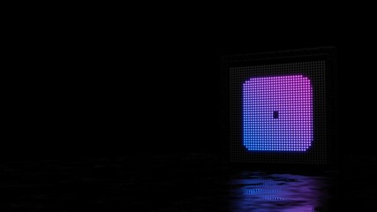 3d rendering of light shaped as symbol of dice one on black background