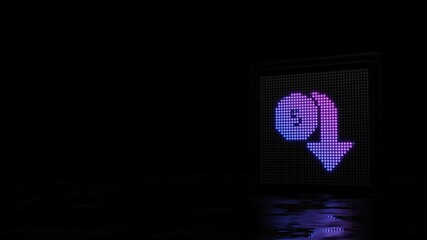 3d rendering of light shaped as symbol of devaluation on black background