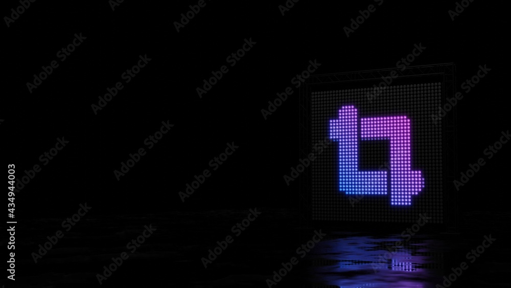 Poster 3d rendering of light shaped as symbol of crop alt on black background