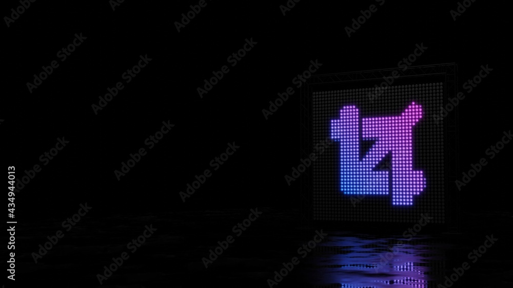 Poster 3d rendering of light shaped as symbol of crop on black background