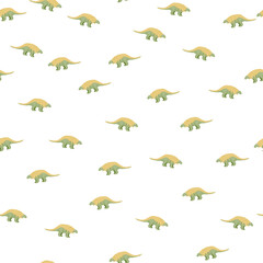 Seamless pattern with blue and grey colored ankylosaurs print. White backround.