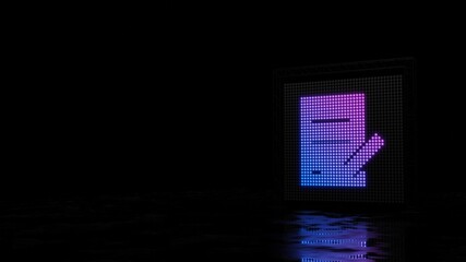 3d rendering of light shaped as symbol of contract on black background