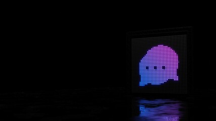 3d rendering of light shaped as symbol of two rounded chat bubbles on black background