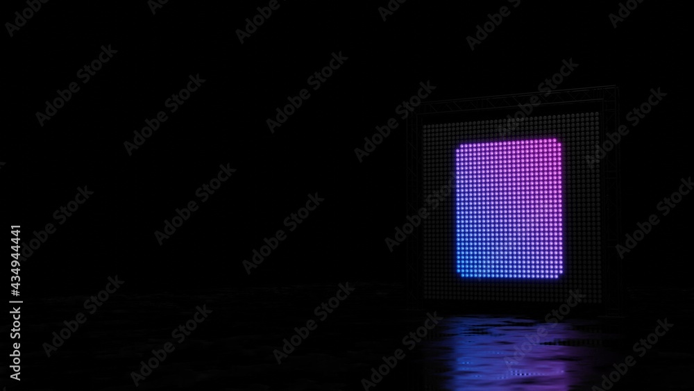 Poster 3d rendering of light shaped as symbol of sealed envelope on black background