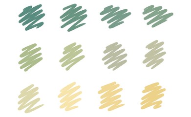 Felt-tip pen strokes in green yellow colours illustration 