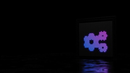 3d rendering of light shaped as symbol of cogwheels on black background