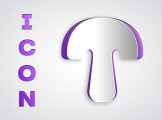 Paper cut Mushroom icon isolated on grey background. Paper art style. Vector