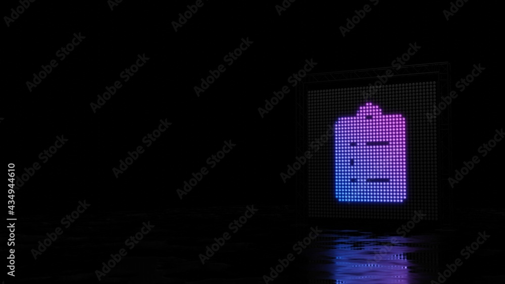 Poster 3d rendering of light shaped as symbol of clipboard list on black background