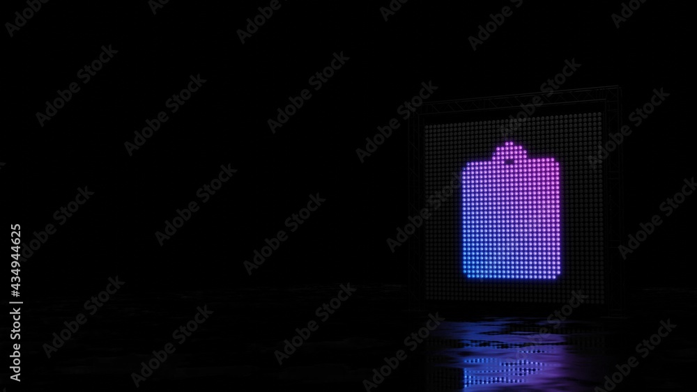Poster 3d rendering of light shaped as symbol of clipboard on black background