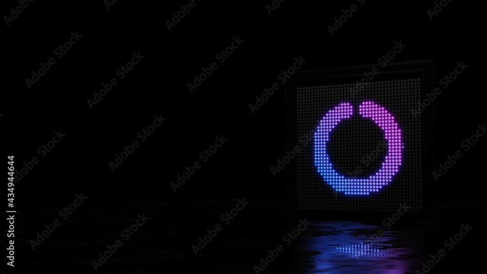 Poster 3d rendering of light shaped as symbol of circle notch on black background