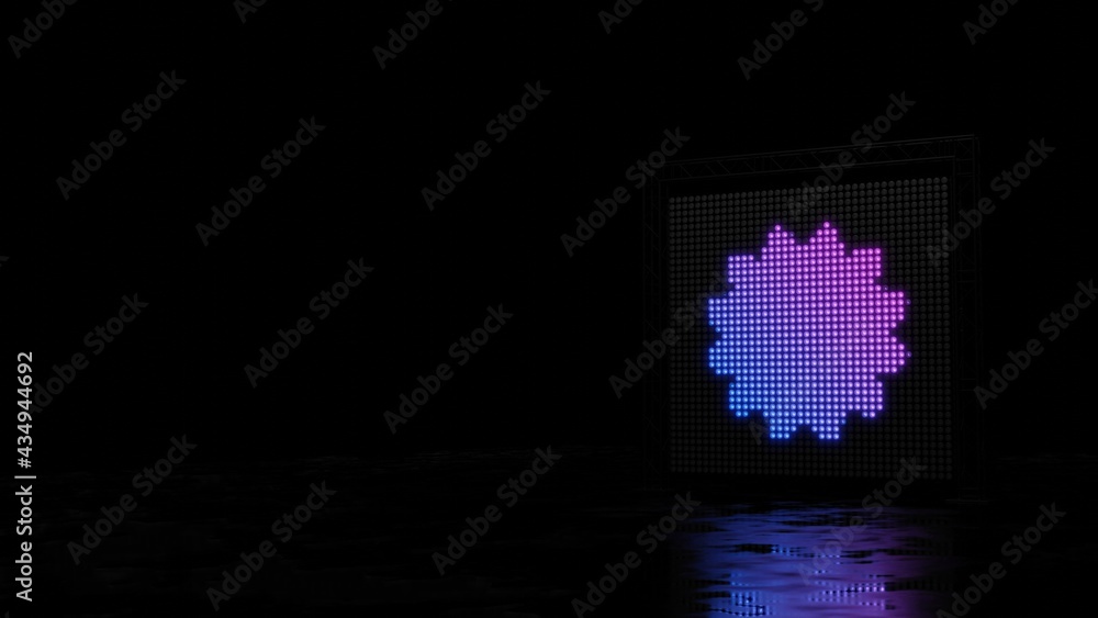 Poster 3d rendering of light shaped as symbol of certificate badge on black background