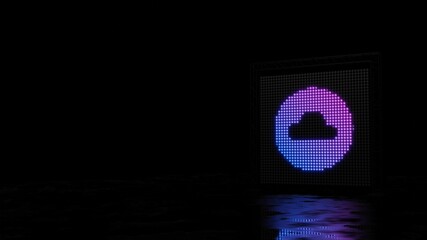 3d rendering of light shaped as symbol of circle with cloud on black background