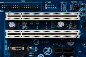 Longitudinal connector on PC motherboard.