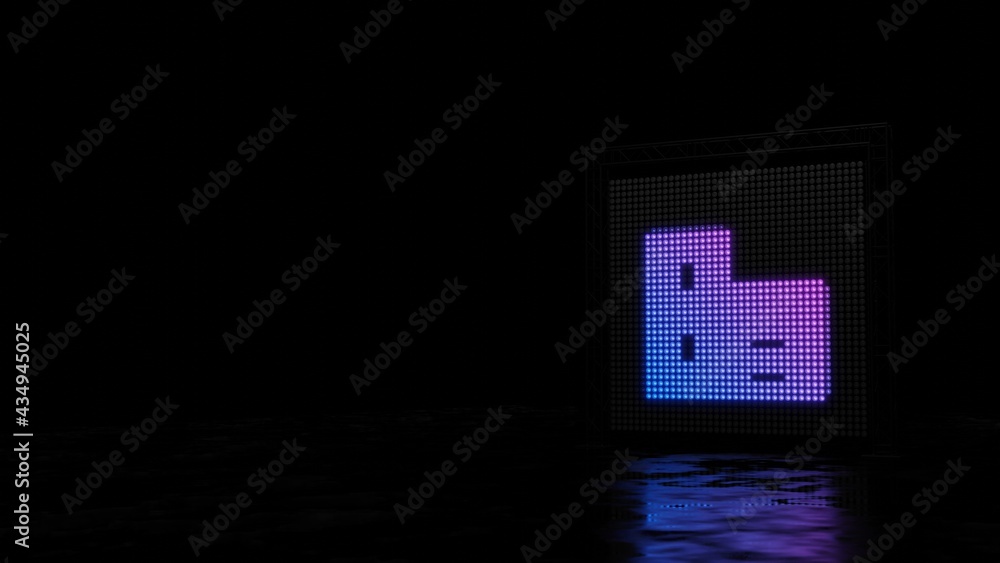 Poster 3d rendering of light shaped as symbol of building on black background