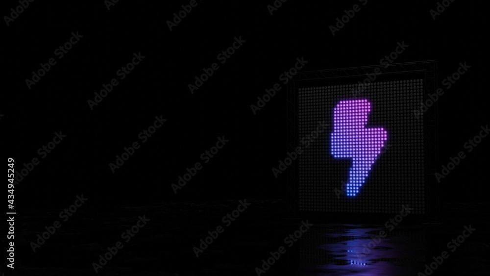 Poster 3d rendering of light shaped as symbol of bolt of lightning on black background