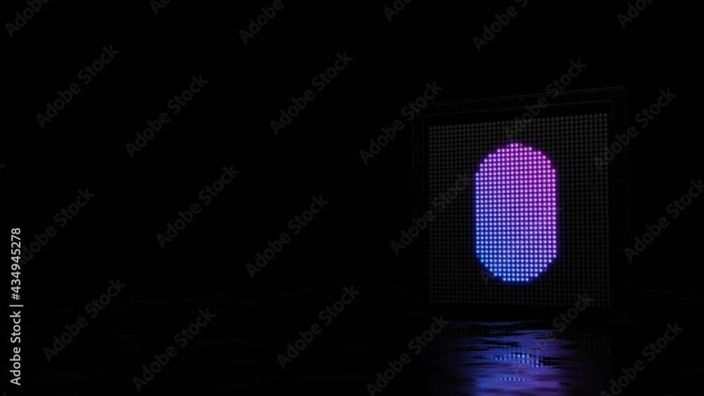 Poster 3d rendering of light shaped as symbol of bluetooth on black background