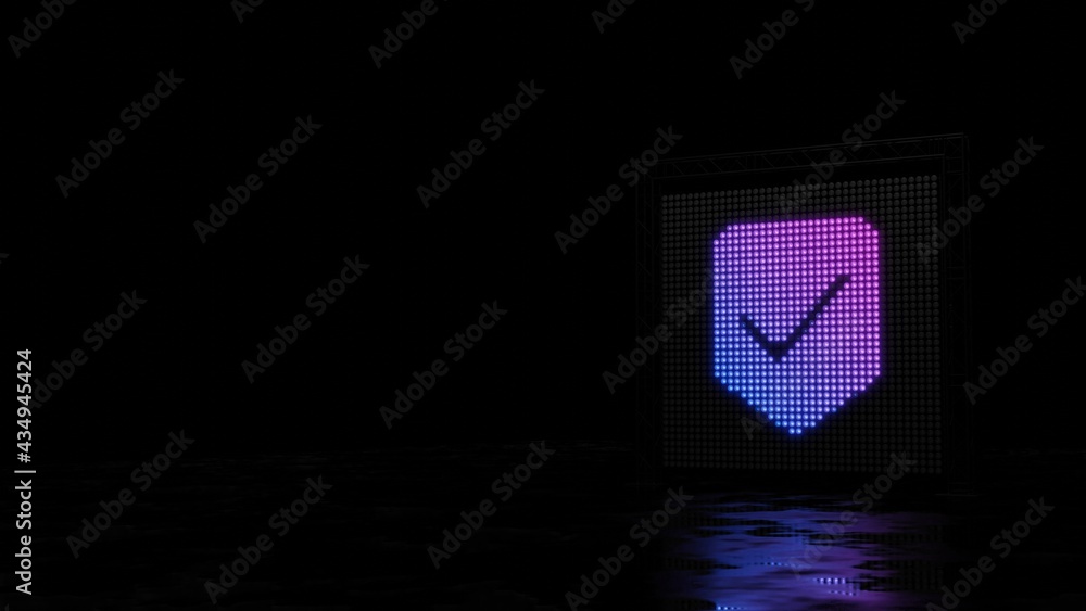 Poster 3d rendering of light shaped as symbol of been here marker on black background