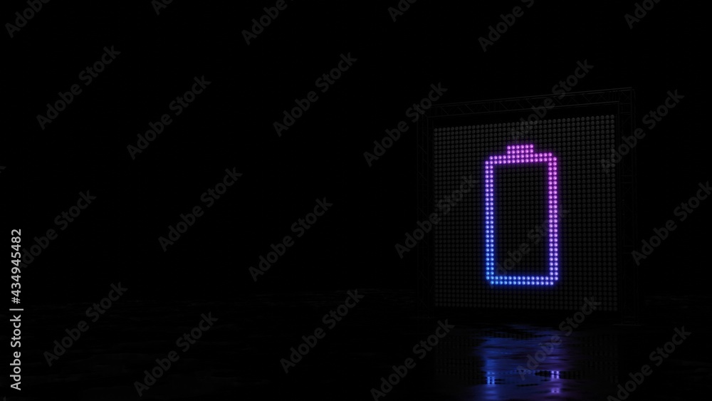 Aufkleber 3d rendering of light shaped as vertical symbol of empty battery on black background