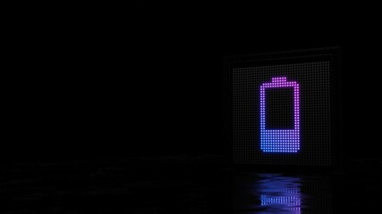 3d rendering of light shaped as vertical symbol of one third charged battery on black background