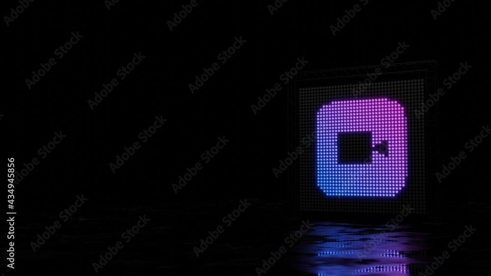 Poster 3d rendering of light shaped as icon of camera app on black background