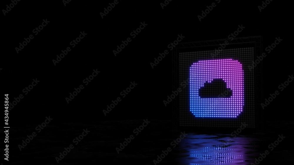 Poster 3d rendering of light shaped as icon of icloud drive app on black background
