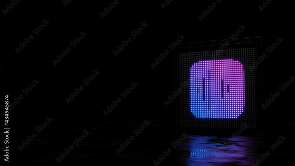 Poster 3d rendering of light shaped as icon of voice memos app on black background