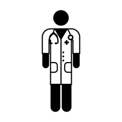 Doctor icon vector male person profile avatar with stethoscope for medical consultation in Glyph Pictogram illustration