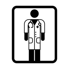 Doctor icon vector male person profile avatar with stethoscope for medical consultation in Glyph Pictogram illustration