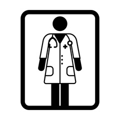 Doctor icon vector female person profile avatar with Stethoscope for medical consultation in Glyph Pictogram illustration