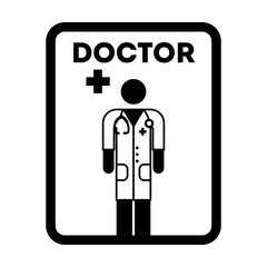 Doctor icon vector male person profile avatar with stethoscope for medical consultation in Glyph Pictogram illustration