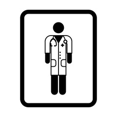 Healthcare icon vector male doctor person profile avatar with Stethoscope for medical consultation in Glyph Pictogram illustration