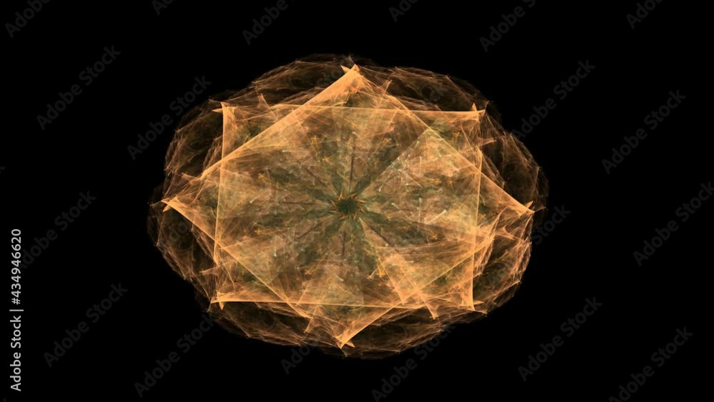 Poster abstract 4k motion background star core with particles and sphere. atom science technology, energy c