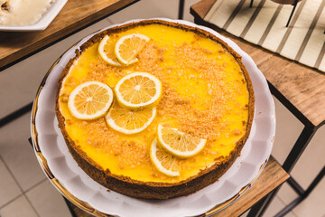 Lemon Cake Dessert On a Wooden Table