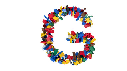 Shuffled Colored Bricks Building Blocks Typeface Text 
G