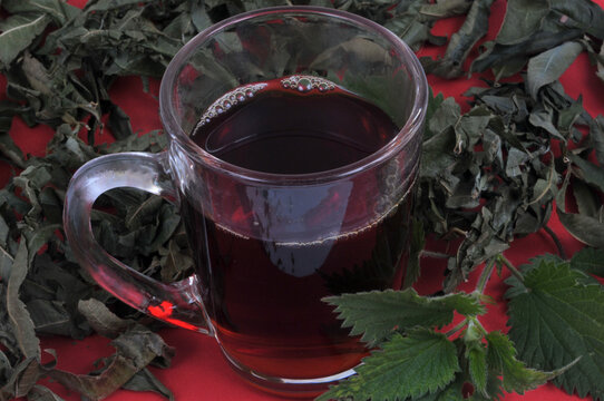 Mug de tisane d'orties en gros plan