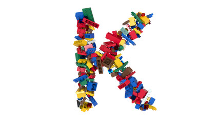 Shuffled Colored Bricks Building Blocks Typeface Text K