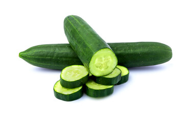 Japanese cucumber slices on white background