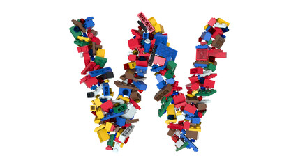 Shuffled Colored Bricks Building Blocks Typeface Text W