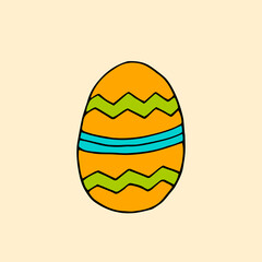 Colorful Easter egg with a pattern. Doodle. Vector. Hand-drawn illustration.