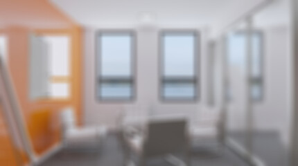 Unfocused, Blur phototography.  Modern office Cabinet.  3D rendering.   Meeting room. Blank pain