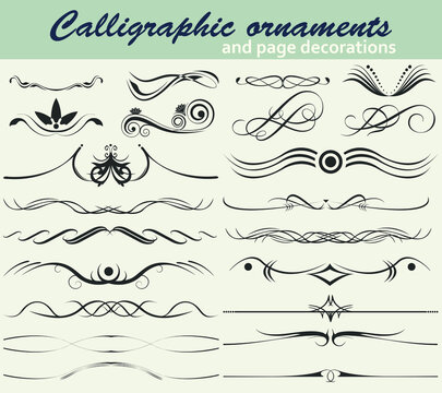 Vector set of elegant page decoration and ornamental swirls. Text dividers that bring with the tribal style.